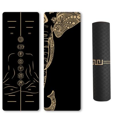 Luxury Black Gold 6mm TPE Non-Slip Yoga Mat for Fitness and Exercise